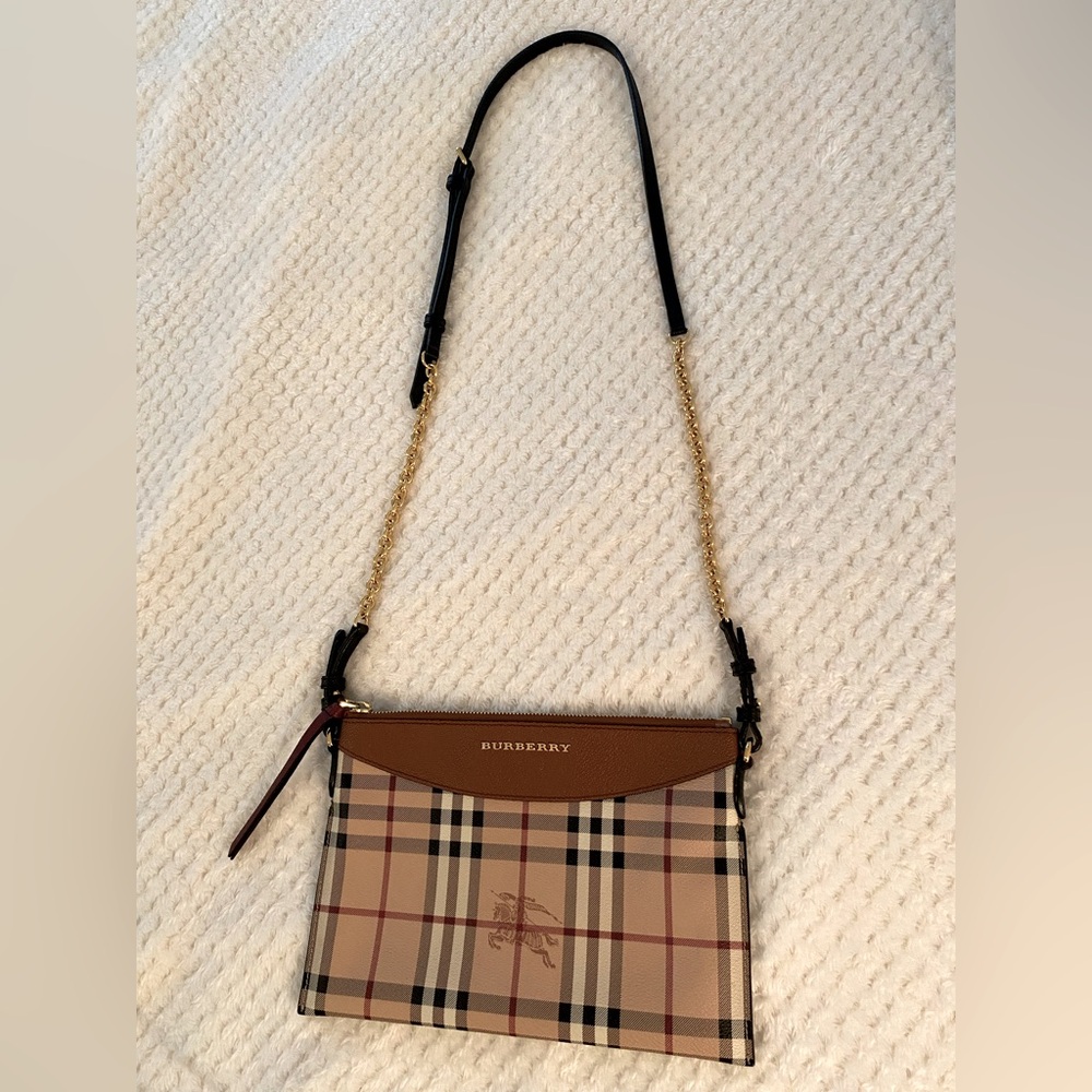100% AUTHENTIC Burberry Haymarket Check Peyton Slim Crossbody or Clutch